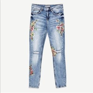 ZARA FLORAL PAINTED JEANS